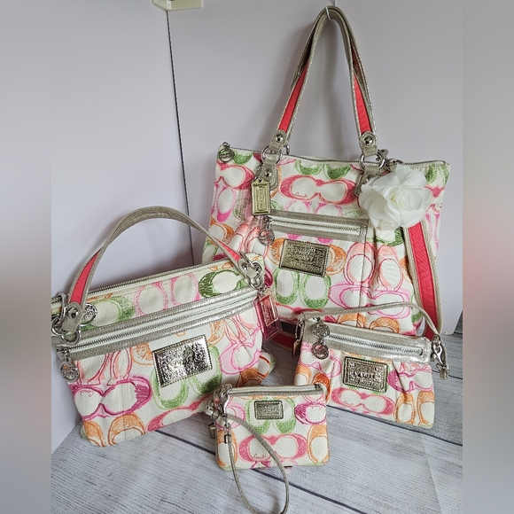Y2K Coach Poppy Dream "C" Tote Bundle Set - EUC - Picture 1 of 15